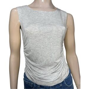 Norma Kamali Women’s Size S Heather Gray Ruched Sides Sleeveless Muscle T-Shirt